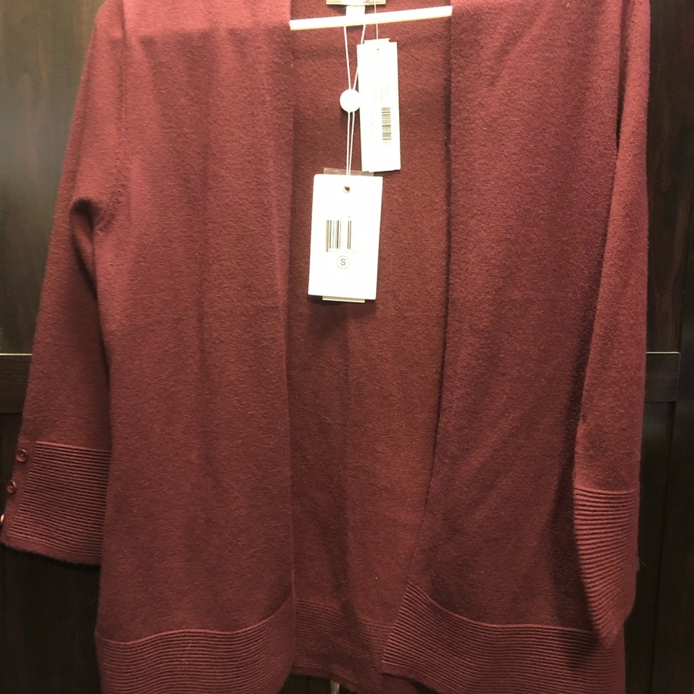 Evolution by Cyrus:  burgundy cardigan